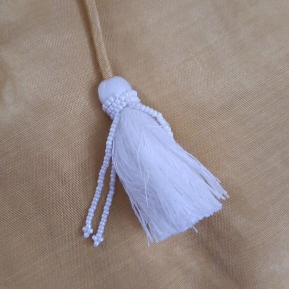 Soft Surroundings Yellow Embroidered Floral Beaded Boho Tassel Tunic Size Medium - Picture 7 of 9